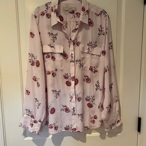 LOFT Pink Floral Print Shirt